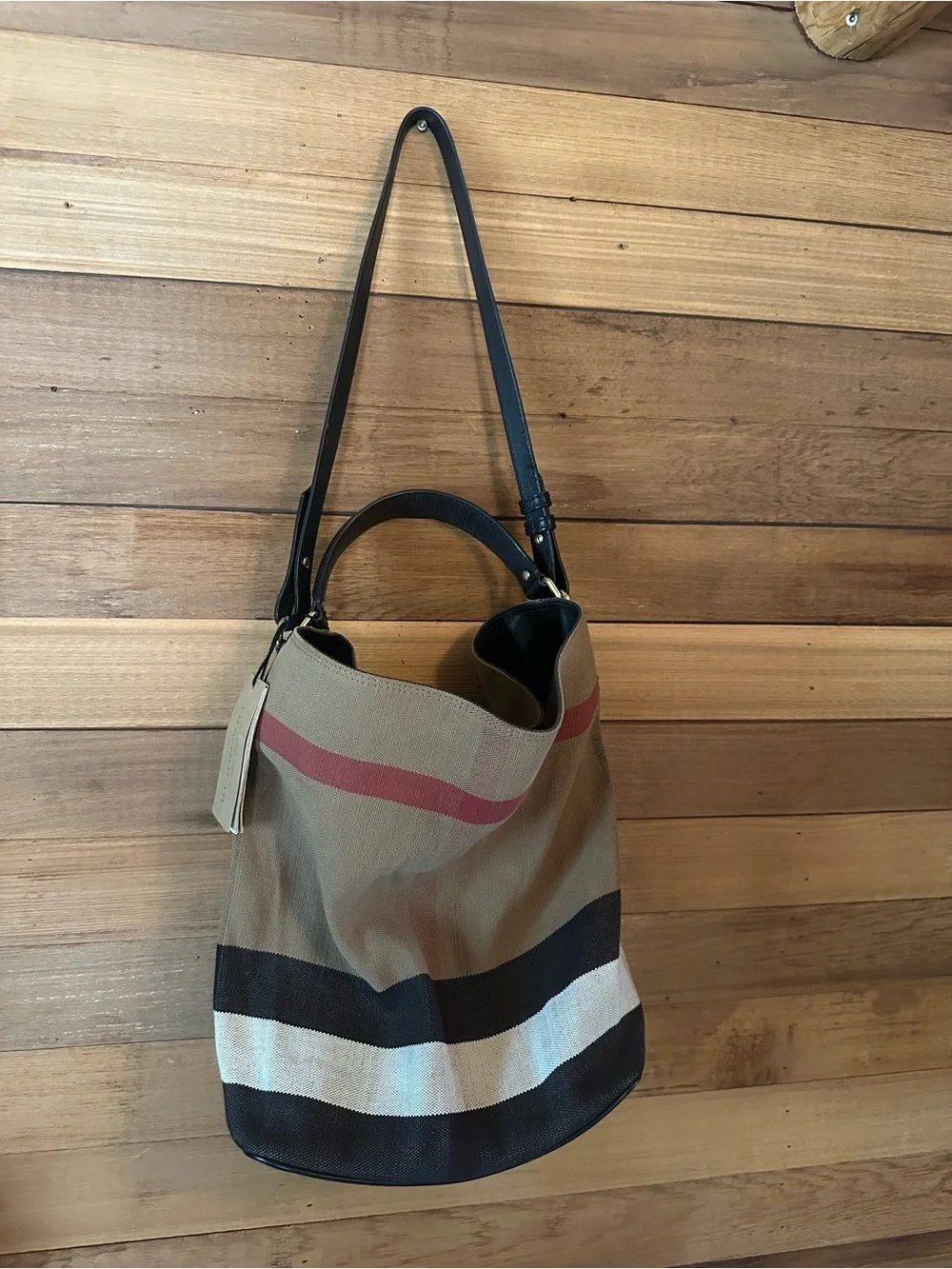 Burberry Medium Ashby House Check Canvas Hobo Bag 3945726